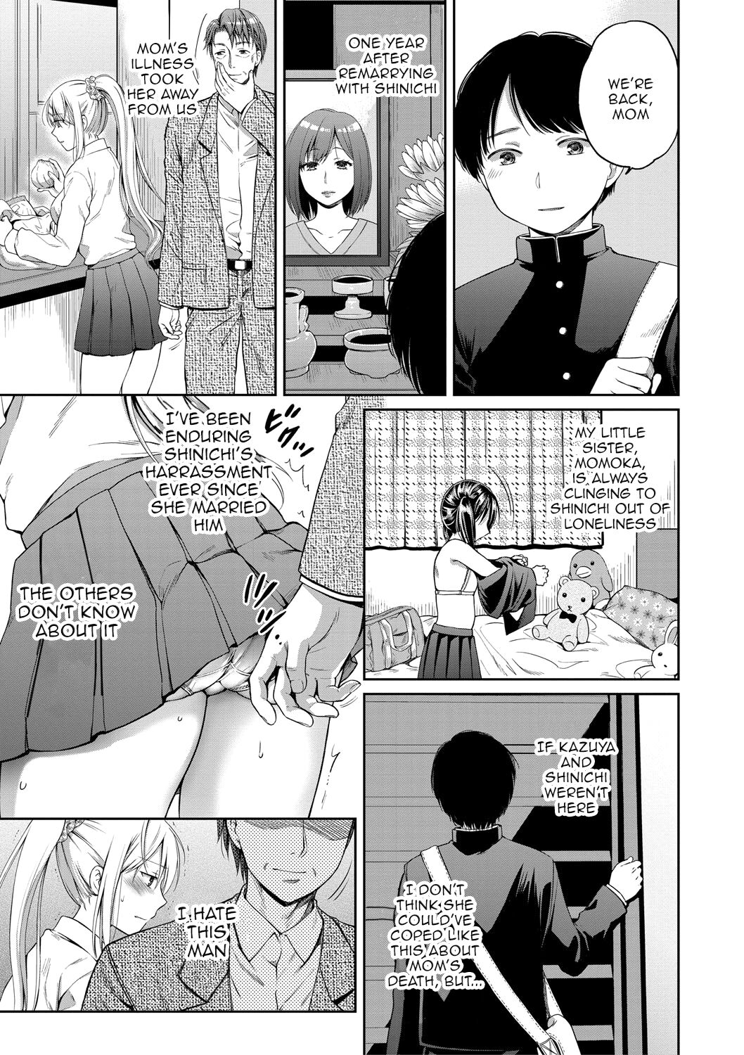 [Harusawa] Nisemono Kazoku - Gifu ni Ochite Iku Musume | Daughter Falling Into Stepfather Ch.1-4 [English] {Doujins.com} [Digital] 4