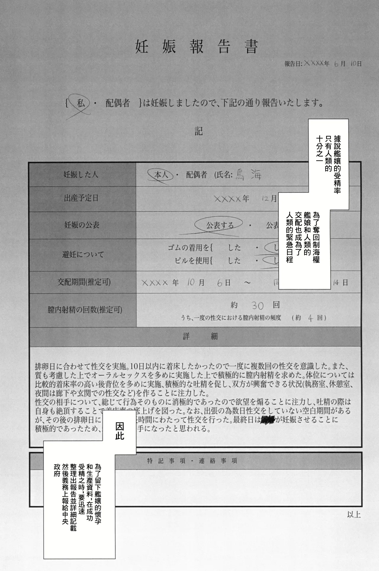 (C104) [Gyoumuyou Jiga] Watashi ga Kowareta Hi ~Chokai ga Teitoku to Ninshinsuru made Kakurete Kossori Iwaki Koubi Shimakuru Hanashi~ | 我被玩壞之日 ~提督和鳥海兩人偷偷地出軌瘋狂做愛的故事~ (Kantai Collection -KanColle-) [Chinese] 2