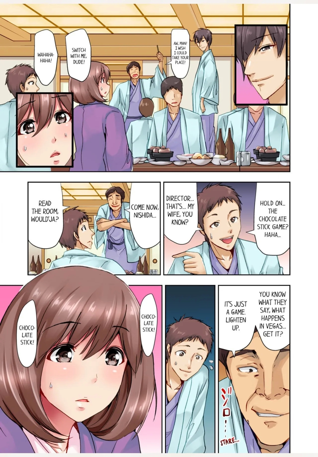 Kekkon 3-Nen Me no Tsuma wa, Shain Ryokou Chuu ni Otto no Yoko de Netorareru! 1 | Netorare With a Busty Wife on a Company Trip 1 - Page 10