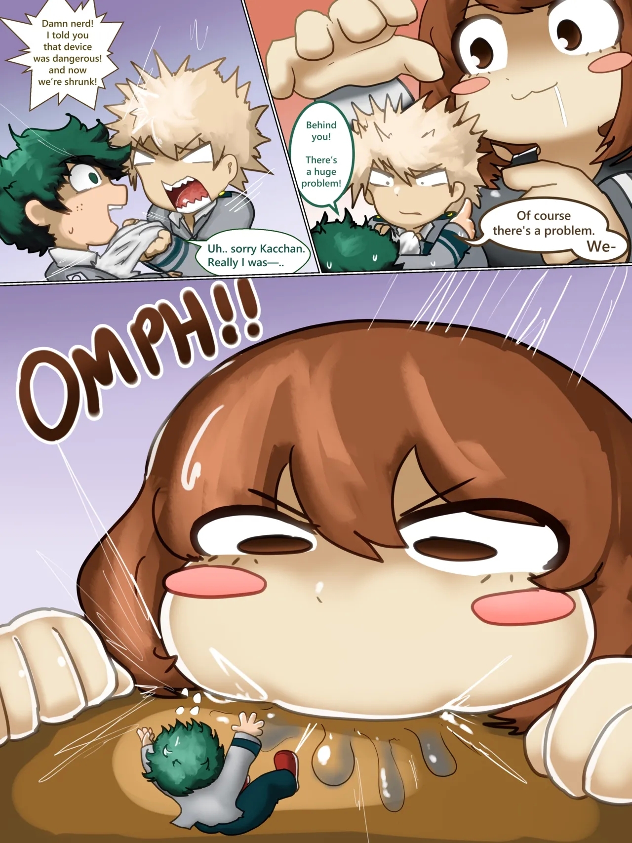 Ochako swallows Bakugo 1