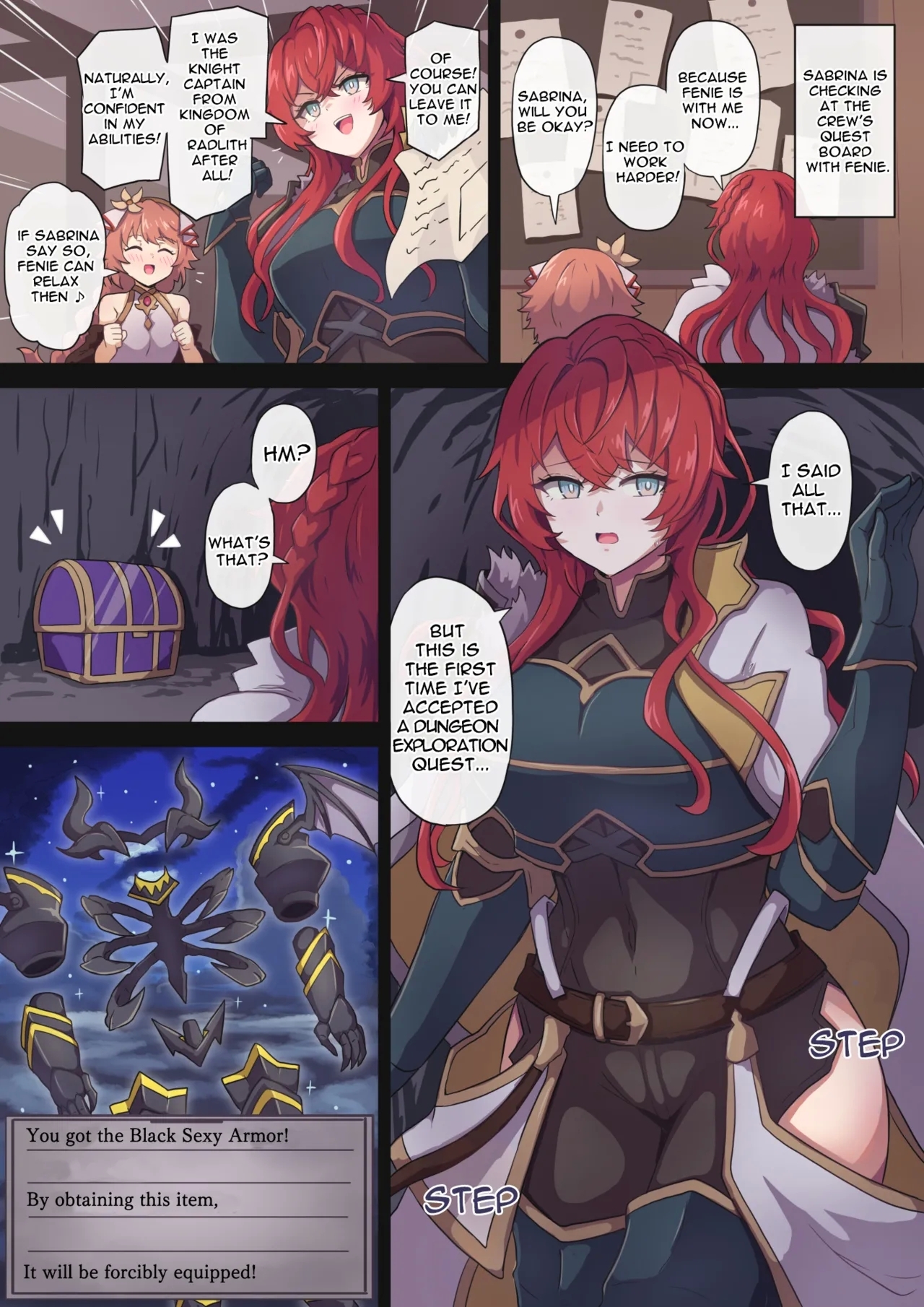 エッチな鎧を強制装着されるサブリナ [ないん(KA-9)] Hentai Comic Full Page Color