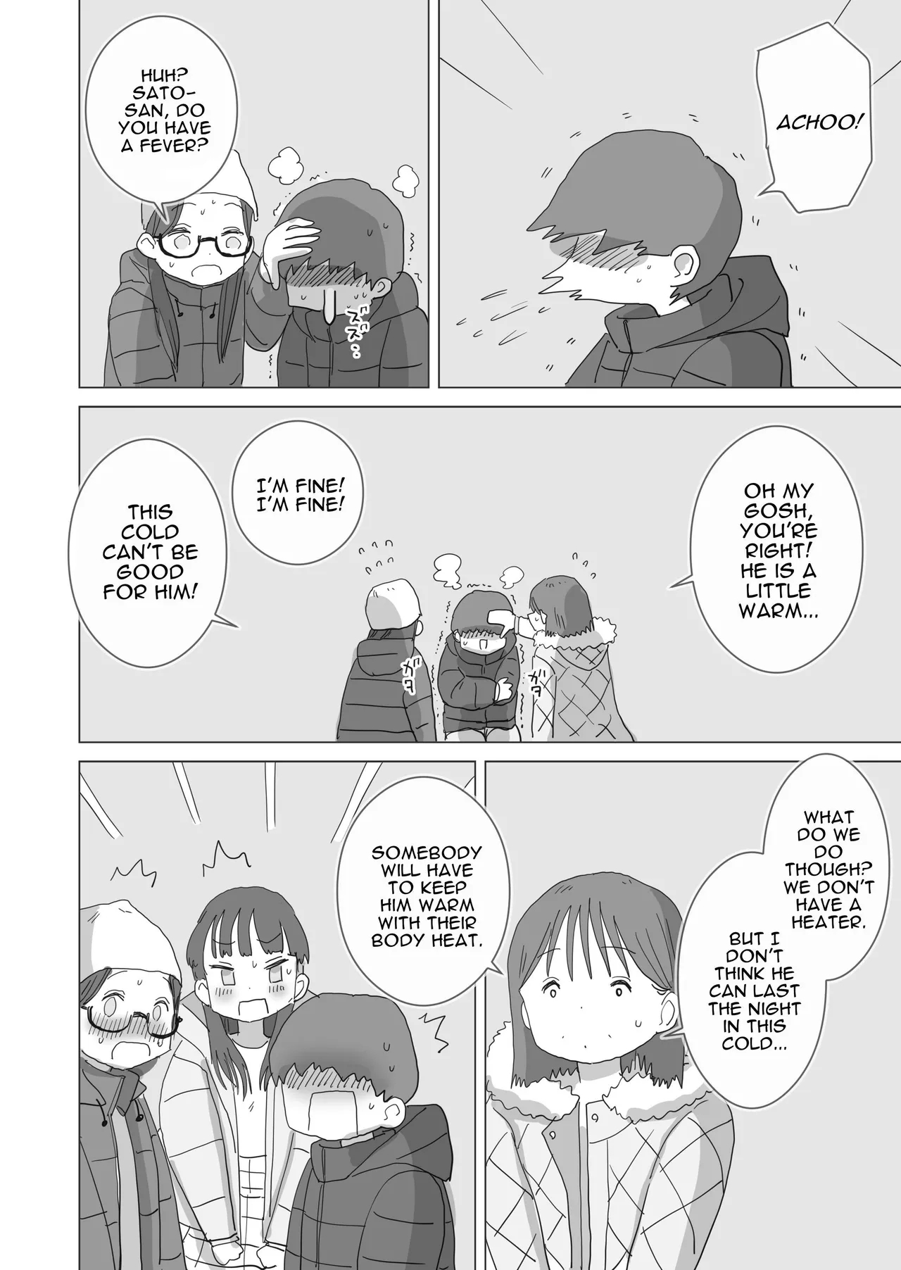 Aru Ooyuki no Tsumetai Yoru Boku no Ie no Futon no Naka de Beittachi ga Naisho de Micchaku Atatame Ecchi Shite Kureta. | One Cold Snowy Night, My Colleague Secretly Had Intimate Warm-up Sex With Me Under The Bed Sheets. - Page 11