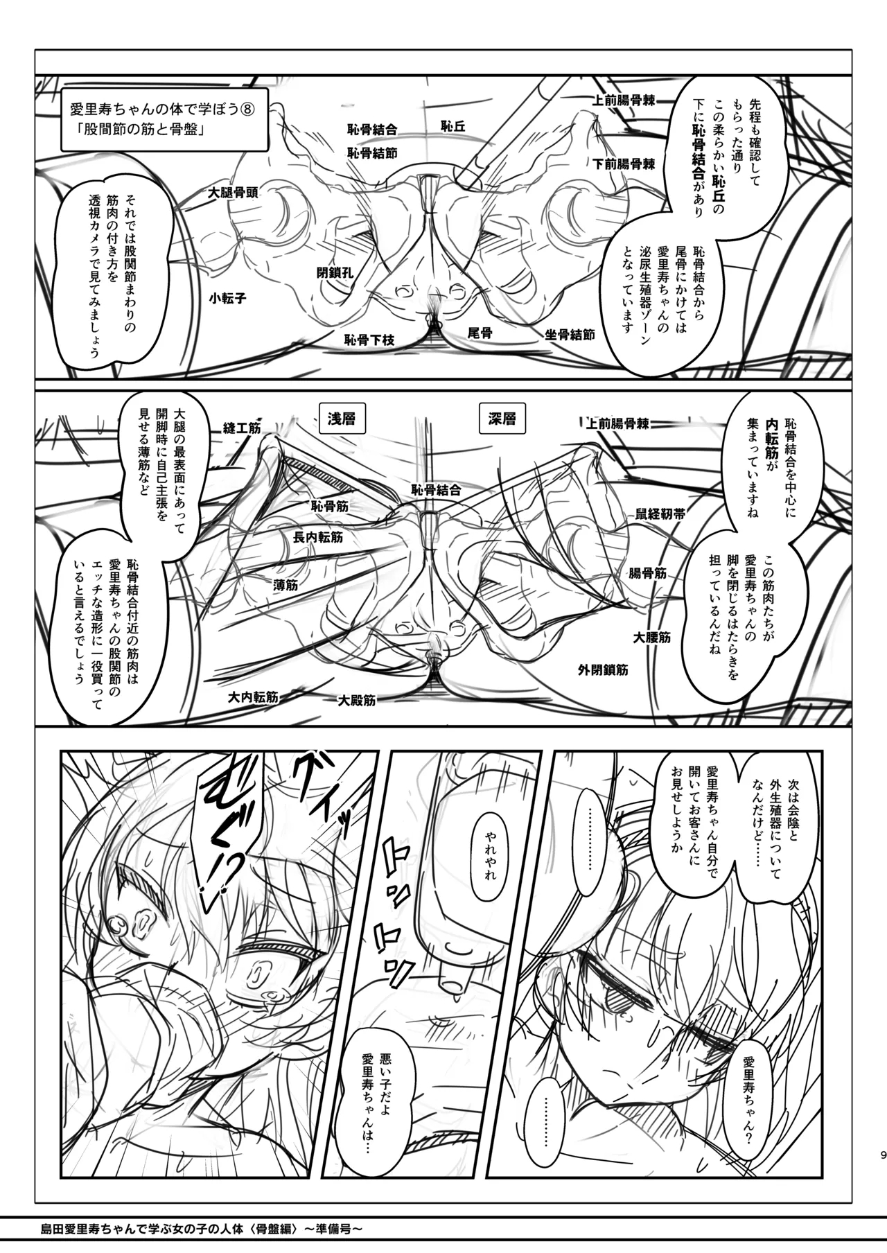 島田愛里寿ちゃんで学ぶ女の子の人体〈骨盤編〉下巻［準備号］ - Page 9