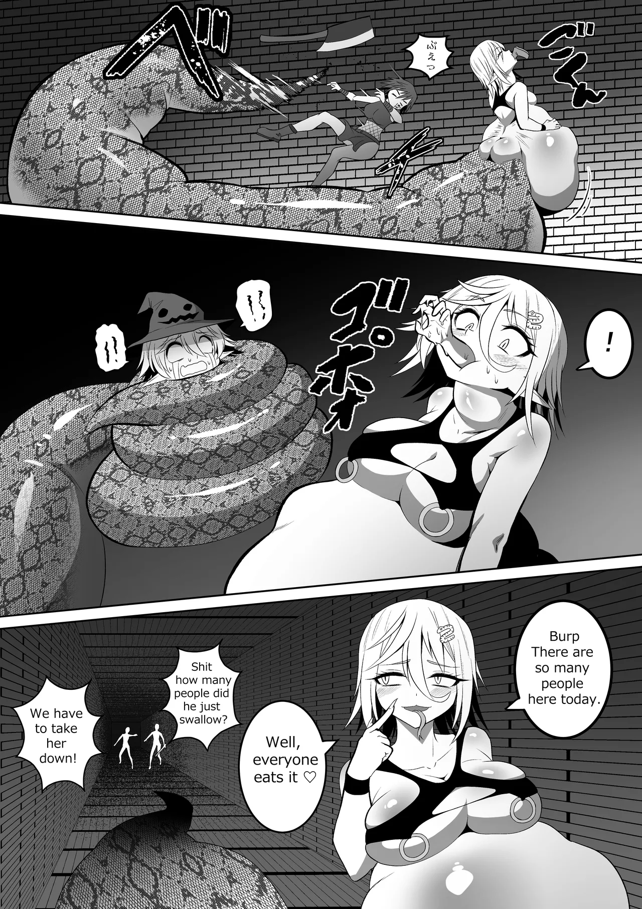 カイガ【kaiga】 - Lamia swallowed more than her limit and her stomach is about to burstENG ver 4