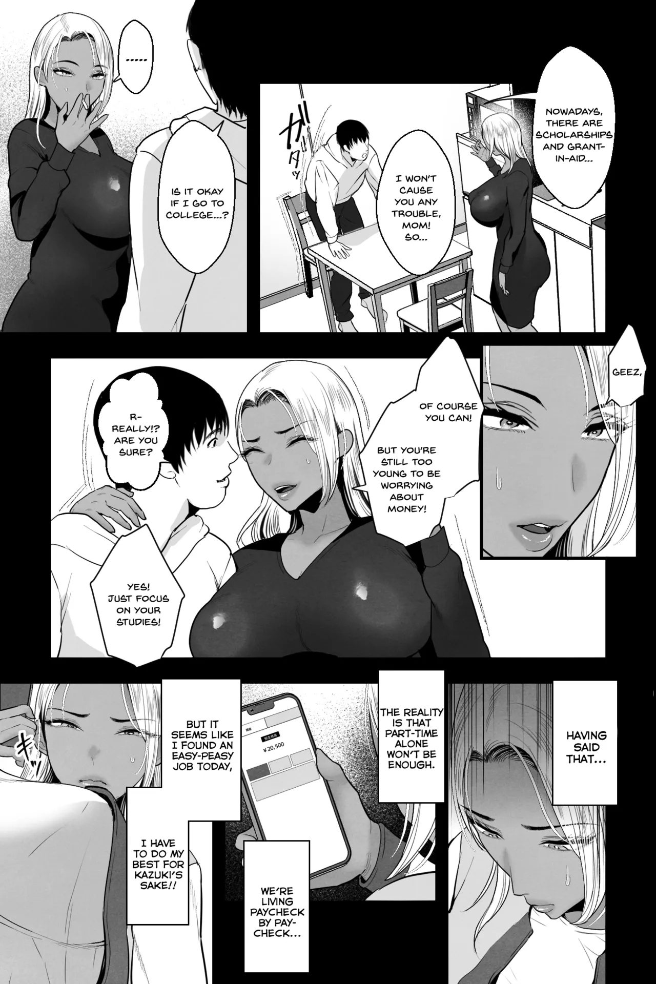 Kinpatsu Kuro Gal no Hahaoya ga, Yami Beit de Damasarete Musuko to AV Satsuei - Page 4