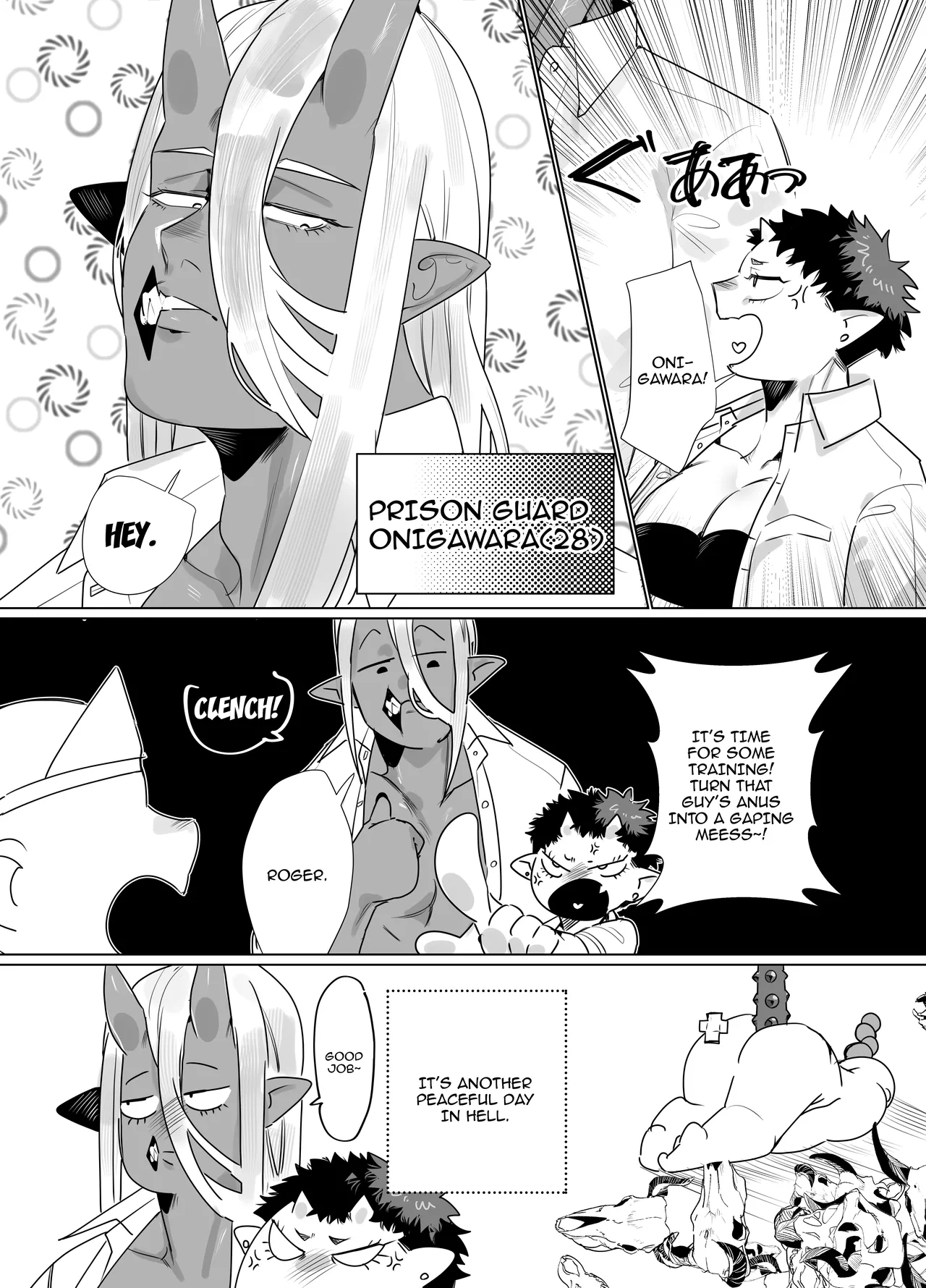 Gokusotsu no Senpai ga Kouhai no Deka Otoko ni Doroddoro ni Okasareru Hanashi / Story About A Prison Guard Senpai Getting Fucked Sloppy By Her Huge Kouhai - Page 4
