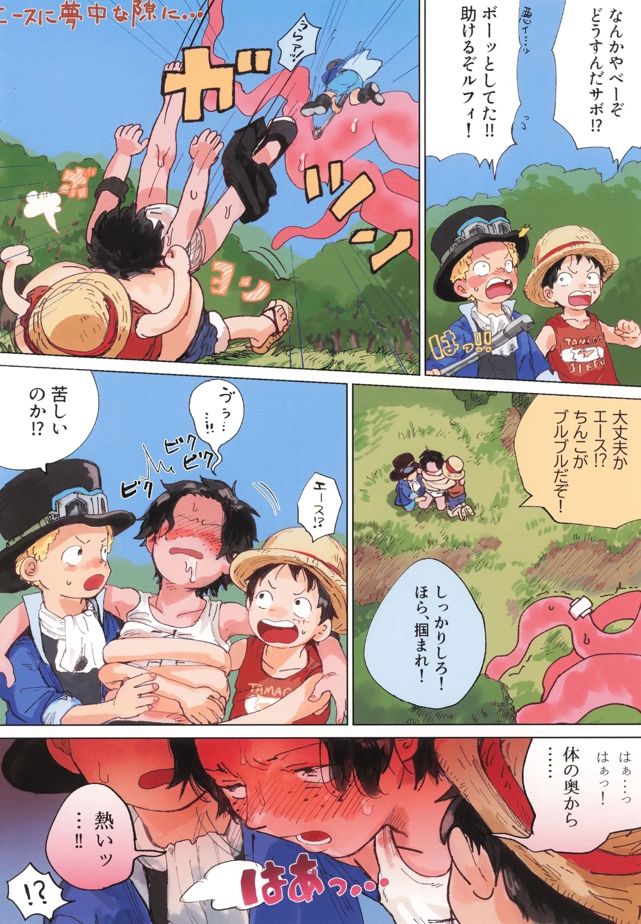 Shokushu × Ace Sabo & Luffy biyaku 3P hon - Page 4