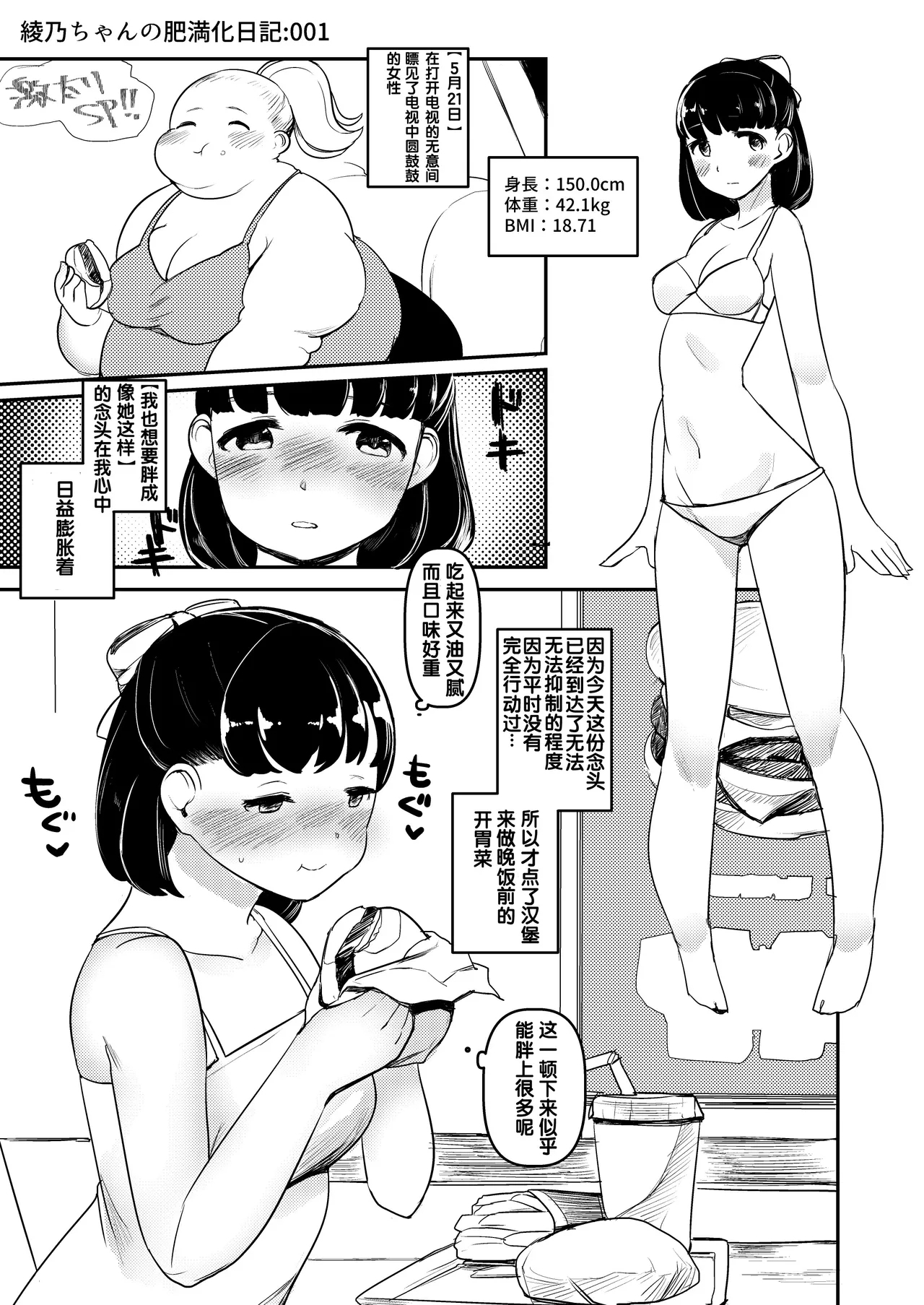 绫乃的育肥日记 1~20 - Page 1