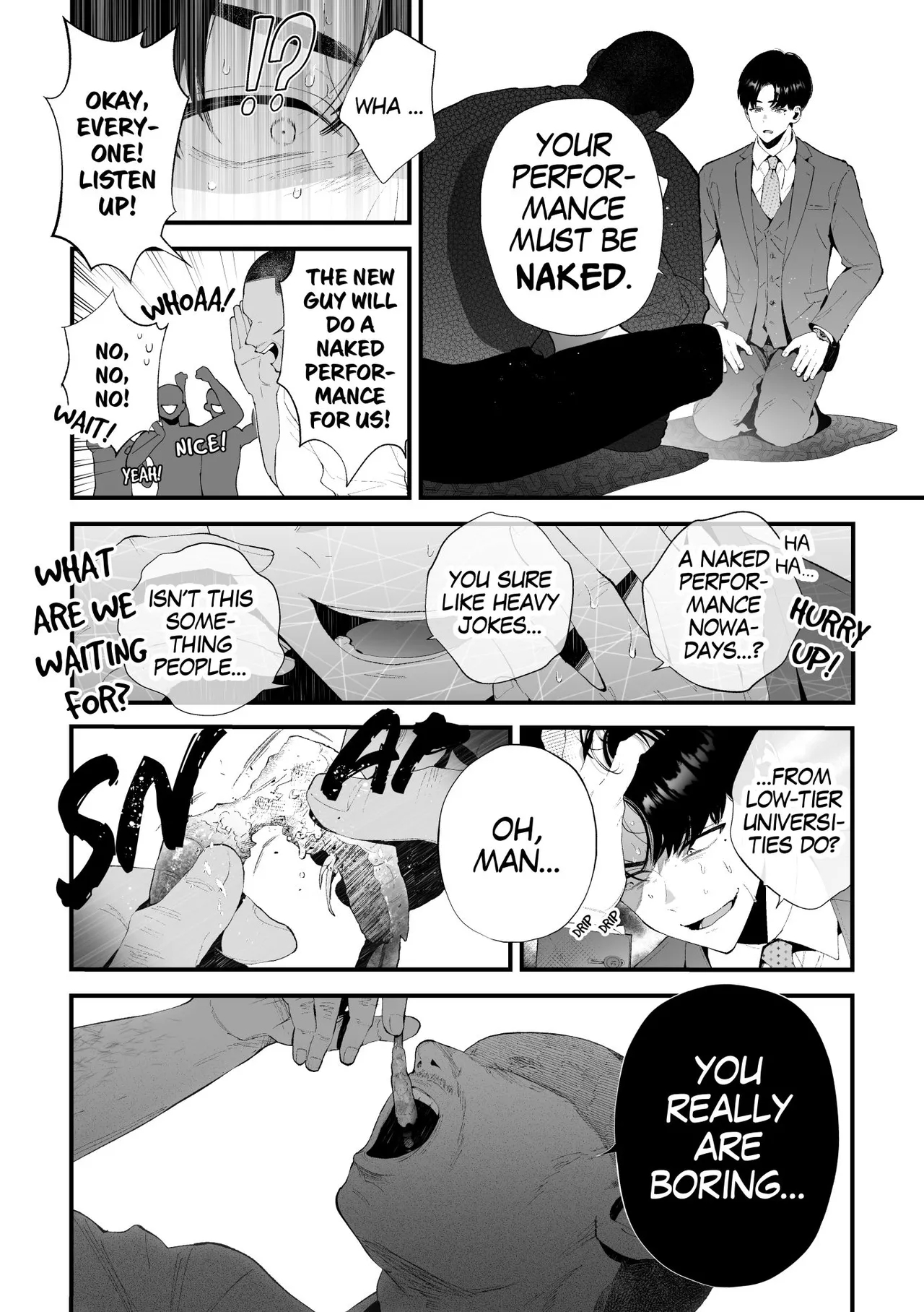 Kuzu na Elite Shinnyuu Shain-kun Kyousei Chinpo Marudashi Enkaigei de Buzama Ochi | The Unsightly Nude Performance of an Elite Employee - Page 16