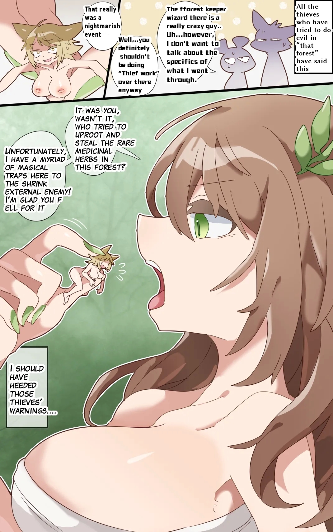 A witch living in the forest swallows you whole and punishes you inside her stomach - Page 1